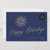 Elegantes Unternehmen mit Goldskripten - blau Feiertagskarte (Vorderseite)