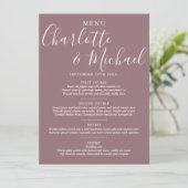 Elegantes Unterschrift-Menü für Hochzeiten Menükarte (Stehend Vorderseite)