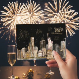 Elegantes US 250. Geburtstag NYC Gold Firework Einladung