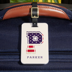 Elegantes USA-Flagge-Monogramm P Gepäckanhänger