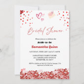 Elegantes Valentinrosa und rotes Brautparty Einladung (Vorderseite)