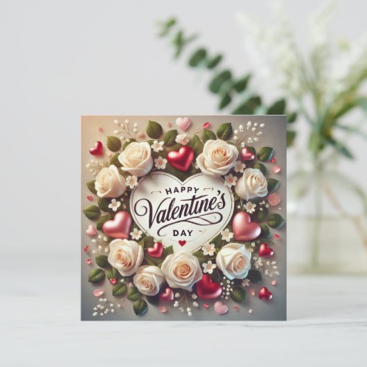 Elegantes Valentinstag-Design mit Rose (Stehend Vorderseite)