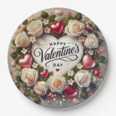 Elegantes Valentinstag-Design mit Rose Pappteller (Vorderseite)
