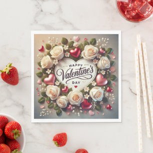 Elegantes Valentinstag-Design mit Rose Serviette