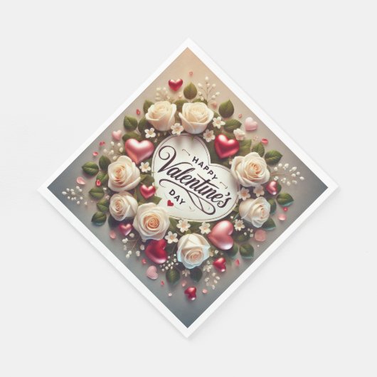 Elegantes Valentinstag-Design mit Rose Serviette (Ecke)