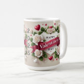 Elegantes Valentintagsdesign mit Rose, Herz Kaffeetasse (VorderseiteRechts)