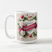 Elegantes Valentintagsdesign mit Rose, Herz Kaffeetasse (Links)