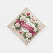 Elegantes Valentintagsdesign mit Rose, Herz Serviette (Ecke)