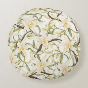 Elegantes Vanille-Blütenmuster Rundes Kissen