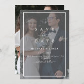 Elegantes Vellum Black & White Overlay Foto Hochze Save The Date (Vorne/Hinten)