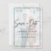 Elegantes Vellum Black & White Overlay Foto Hochze Save The Date (Vorderseite)