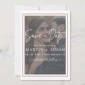 Elegantes Vellum Hand Lettered Overlay Foto Hochze Save The Date (Vorderseite)
