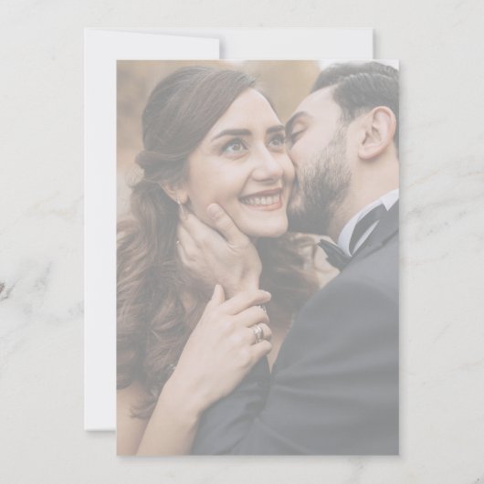 Elegantes Vellum Hand Lettered Overlay Foto Hochze Save The Date (Rückseite)