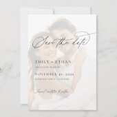 Elegantes Vellum Overlay-Foto Hochzeit speichern d Einladung (Vorderseite)