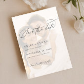 Elegantes Vellum Overlay-Foto Hochzeit speichern d Einladung