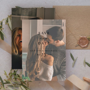 Elegantes Vellum Overlay Wasserfarbe 2 Foto Hochze Save The Date