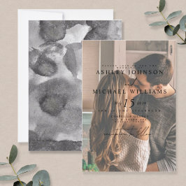 Elegantes Vellum Overlay Wasserfarbe Foto Hochzeit Einladung