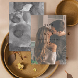 Elegantes Vellum Overlay Wasserfarbe Foto Hochzeit Save The Date