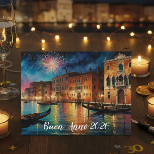 Elegantes Venedig Feuerwerk Neujahr Feiertagskarte