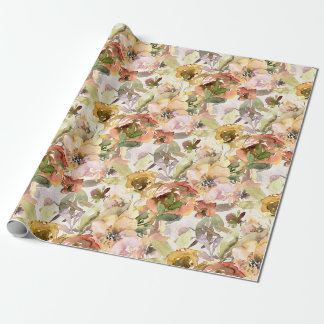 Elegantes verbranntes Orange Gelb Herbst Blumenflo Geschenkpapier