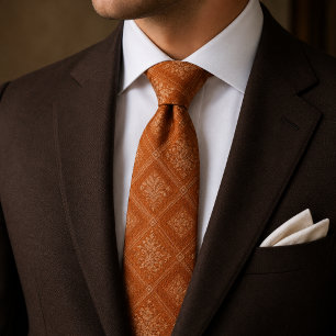 Elegantes verbranntes orangefarbenes florales Geom Krawatte