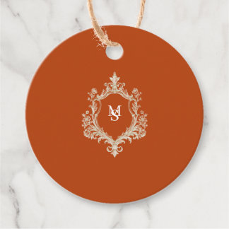 Elegantes verbranntes orangefarbenes Monogrammwapp Geschenkanhänger