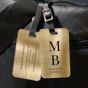 Elegantes vergoldetes Metall mit Monogramm Gepäckanhänger