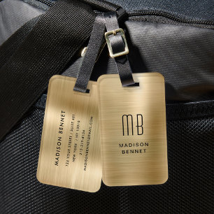 Elegantes vergoldetes Monogramm mit Metalloptik Gepäckanhänger