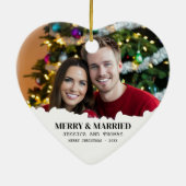 Elegantes, Verheiratetes Foto zu Weihnachten Keramik Ornament (Hinten)