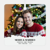 Elegantes, Verheiratetes Foto zu Weihnachten Ornament Aus Metall (Vorderseite)