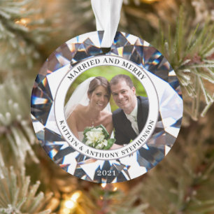 Elegantes VERHEIRATETES und MERRY Diamond 2 Foto K Ornament