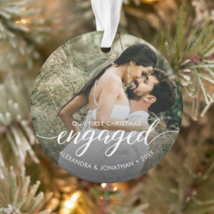 Elegantes Verlobtes First Christmas Custom Foto Ornament