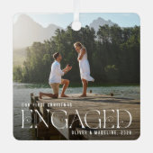 Elegantes Verlobtes Foto für 1. Weihnachten Ornament Aus Metall (Vorderseite)