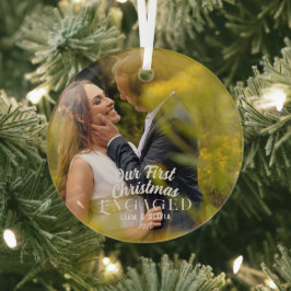 Elegantes Verlobtes Foto zu Weihnachten Ornament Aus Glas