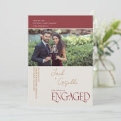 Elegantes Verlobtes Tricolor Verlobung Foto Party Einladung (Stehend Vorderseite)
