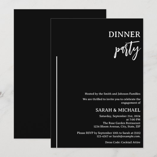 Elegantes Verlobung Dinner Einladung (Vorne/Hinten)