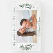 Elegantes Verlobung Foto Grüne botanische Hochzeit Banner (Vertikal)