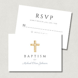 Elegantes verstaubtes blaues religiöses Kreuz Jung RSVP Karte