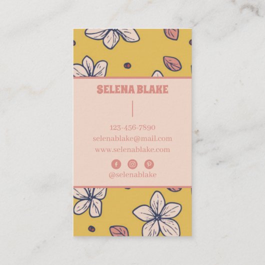 Elegantes, vertikales Blumendesign - Chic und mode Visitenkarte (Rückseite)