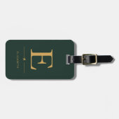 Elegantes vertikales Monogramm Jägergrün & Gold  Gepäckanhänger (Vorderseite horizontal)