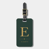 Elegantes vertikales Monogramm Jägergrün & Gold  Gepäckanhänger (Vorderseite vertikal)