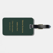 Elegantes vertikales Monogramm Jägergrün & Gold  Gepäckanhänger (Rückseite horizontal)