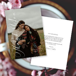 Elegantes vertikales Skript-Foto Hochzeit Dankeskarte