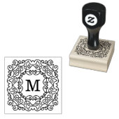 Elegantes Verziert-Frame Monogramm Gummistempel (Stempel)