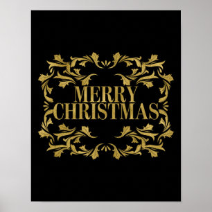 Elegantes Verziert Gold Frohe Weihnachtsgebäck Sig Poster