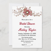 Elegantes Verziertes Burgund-Blätter Fall Brautpar Einladung (Vorderseite)