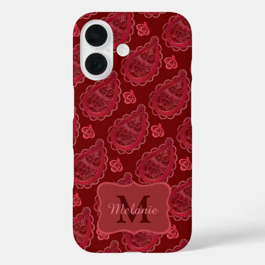 Elegantes Verziertes Burgundy Paisley Pattern Case-Mate iPhone Hülle (Rückseite)