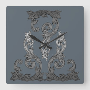 Elegantes Verziertes Design Quadratische Wanduhr