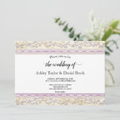 Elegantes Verziertes Einfaches Skript Lila Hochzei Einladung (Stehend Vorderseite)