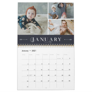 Elegantes Verziertes Fotomaterial der weißen Marin Kalender